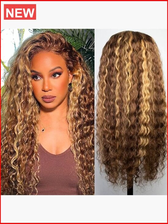 28inch 13x4 Lace Front Wig Human Hair Deep Wave 180 Density Glueless Wig main image 5
